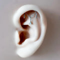 Dainty DANA Silver Diamond CZ F136 Titanium 16G 18g Push Pin Flat Back Vertical Helix Piercing, Vertical rook piercing,