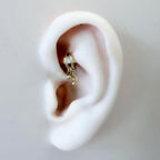 16g 18g 6mm 8mm Dainty Double Hoop Double Ball Dangle Charm, Titanium Rook Piercing Hoop, hoop huggies, cartilage piercing, helix hoop charm