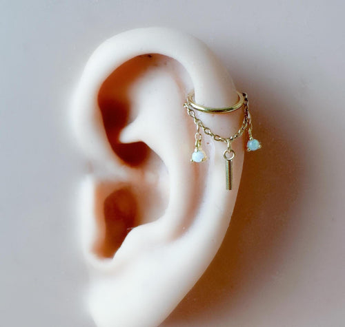 14g 16g 18g 6mm-12mm DANA Silver Sapphire Implant Grade Titanium Chain Gem Hoop conch, septum piercing , conch hoop, gold hoop, helix hoop