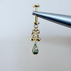 Dainty Gold Diamond CZ Pear Ball Charm F136 Titanium 16G 18g Push Pin Flat Back Vertical Helix Piercing, Vertical hidden rook piercing