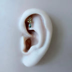 Dainty Gold Moss Agate Pear Ball Charm F136 Titanium 16G 18g Push Pin Flat Back Vertical Helix Piercing, Vertical hidden rook piercing