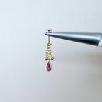 Dainty Silver Sapphire CZ Pear Ball Charm F136 Titanium 16G 18g Push Pin Flat Back Vertical Helix Piercing, Vertical hidden rook piercing