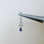 Dainty Silver Dusty Blue CZ Pear Ball Charm F136 Titanium 16G 18g Push Pin Flat Back Vertical Helix Piercing, Vertical hidden rook piercing