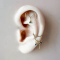 Dainty DANA Gold Emerald CZ F136 Titanium 16G 18g Push Pin Flat Back Vertical Helix Piercing, Vertical rook piercing,
