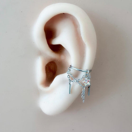 14g 16g 18g 6mm-12mm Starfall Stardust Implant Grade Titanium Chain Gem Hoop conch, septum piercing , conch hoop, gold hoop, helix hoop