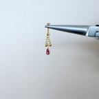 Dainty Silver Sapphire CZ Pear Ball Charm F136 Titanium 16G 18g Push Pin Flat Back Vertical Helix Piercing, Vertical hidden rook piercing