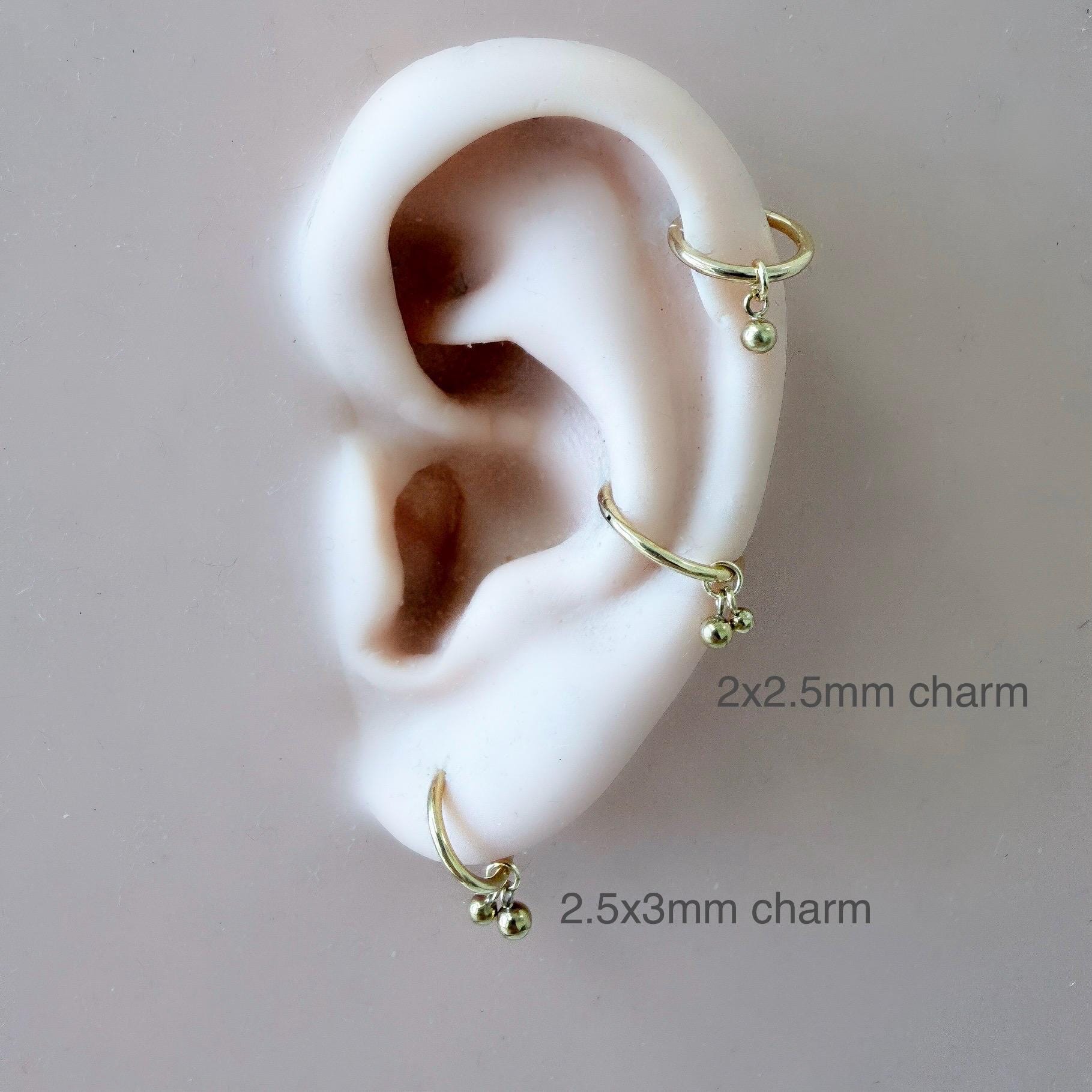 Dainty Waterproof Hypoallergenic Stainless Steel Ball Charms, Helix Hoop Charm, earring charms, Titanium Hoops, cartilage piercing charms