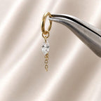 Waterproof Tarnish Free Dainty Diamond CZ Marquise Charm Chain Dangle Helix Hoop Charm, earring charms, Titanium Hoops, cartilage piercing