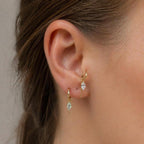 Waterproof Tarnish Free Dainty Diamond CZ Marquise Charm Chain Dangle Helix Hoop Charm, earring charms, Titanium Hoops, cartilage piercing