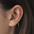 Waterproof Tarnish Free Dainty Diamond CZ Marquise Charm Chain Dangle Helix Hoop Charm, earring charms, Titanium Hoops, cartilage piercing