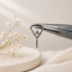 Minimalist Hidden Helix Diamond CZ Chain Dangle Earring | Titanium Cartilage Piercing Jewelry | Flat Piercing