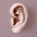 Vertical Helix Earring with Star Charm, Push Pin Titanium Chain Cartilage Earring, Celestial Earrings