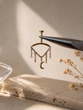 Vertical Helix Earring with Moon Charm, Titanium Chain Cartilage Earring, Celestial Earrings