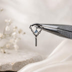 Minimalist Hidden Helix Opal CZ Chain Dangle Earring | Titanium Cartilage Piercing Jewelry | Flat Piercing