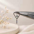 Minimalist Hidden Helix Emerald CZ Chain Dangle Earring | Titanium Cartilage Piercing Jewelry | Flat Piercing