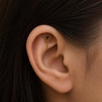 Minimalist Hidden Helix Opal CZ Chain Dangle Earring | Titanium Cartilage Piercing Jewelry | Flat Piercing