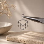 Vertical Helix Earring with Moon Charm, Titanium Chain Cartilage Earring, Celestial Earrings