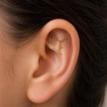 Vertical Helix Earring with Star Charm, Push Pin Titanium Chain Cartilage Earring, Celestial Earrings