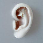 Vertical Helix Earring with Moon Charm, Titanium Chain Cartilage Earring, Celestial Earrings