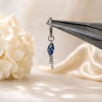 Waterproof Tarnish Free Dainty Diamond CZ Marquise Charm Chain Dangle Helix Hoop Charm, earring charms, Titanium Hoops, cartilage piercing