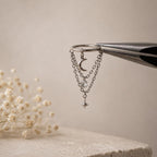 14g/16g/18g 6mm-12mm Dainty Celestial Star or Moon Helix Chain Piercing, Conch Hoop Charm Earring
