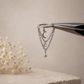 14g/16g/18g 6mm-12mm Dainty Celestial Star or Moon Helix Chain Piercing, Conch Hoop Charm Earring