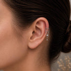 14g/16g/18g 6mm-12mm Dainty Celestial Star or Moon Helix Chain Piercing, Conch Hoop Charm Earring