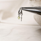 16g 18g 6mm 8mm Dainty Double Hoop Peridot CZ Dangle Charm, Titanium Rook Piercing Hoop, hoop huggies, cartilage piercing, helix hoop charm