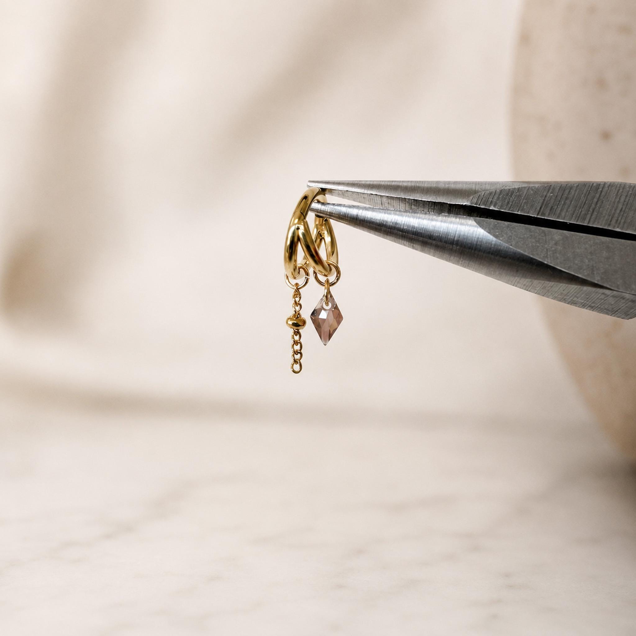 16g 18g 6mm 8mm Dainty Double Hoop Crystal CZ Dangle Charm, Titanium Rook Piercing Hoop, hoop huggies, cartilage piercing, helix hoop charm