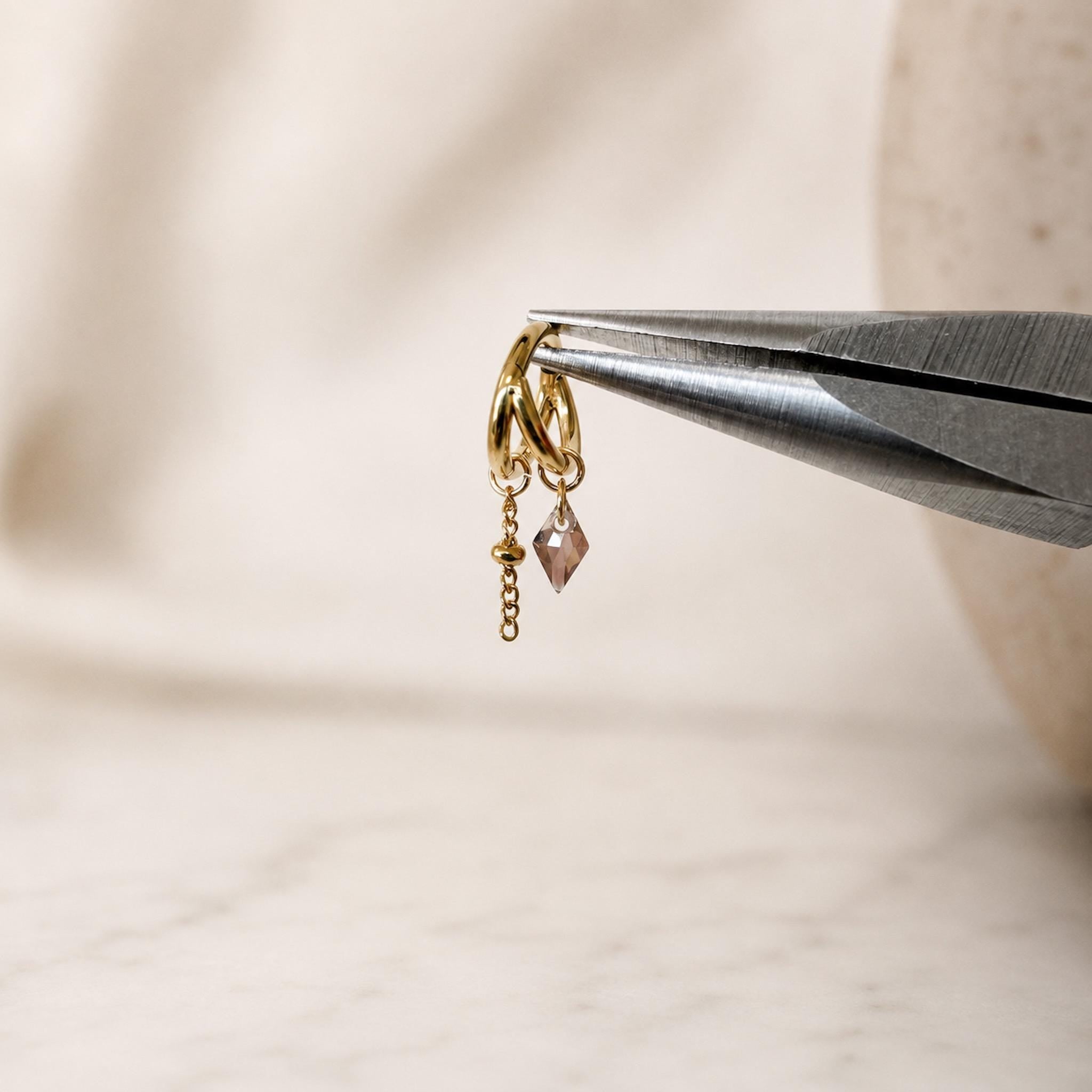 16g 18g 6mm 8mm Dainty Double Hoop Peridot CZ Dangle Charm, Titanium Rook Piercing Hoop, cartilage piercing, helix hoop charm