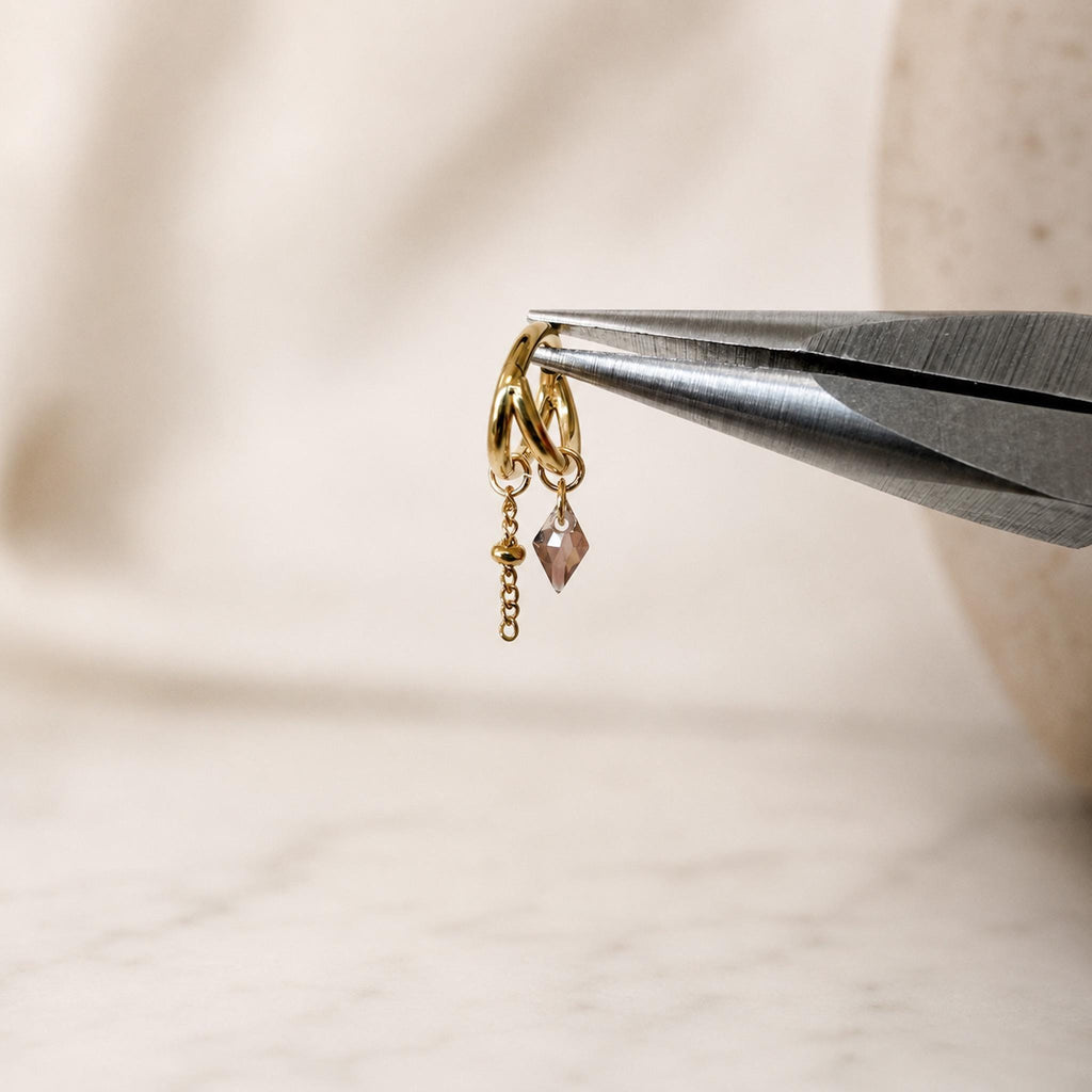 16g 18g 6mm 8mm Dainty Double Hoop Peridot CZ Dangle Charm, Titanium Rook Piercing Hoop, cartilage piercing, helix hoop charm