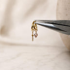 16g 18g 6mm 8mm Dainty Double Hoop Crystal CZ Dangle Charm, Titanium Rook Piercing Hoop, hoop huggies, cartilage piercing, helix hoop charm