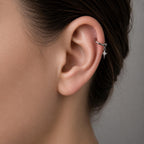 16G/18G/20G Titanium Star Charm Hoop Earring | Helix, Conch, Rook, Lobe Piercing, CZ Dangle Hoop | Hypoallergenic Cartilage Hoop