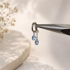16g 18g 6mm 8mm Dainty Double Hoop Crystal CZ Dangle Charm, Titanium Rook Piercing Hoop, hoop huggies, cartilage piercing, helix hoop charm