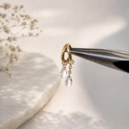 16g 18g 6mm 8mm Dainty Double Hoop Crystal CZ Dangle Charm, Titanium Rook Piercing Hoop, hoop huggies, cartilage piercing, helix hoop charm