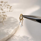 16g 18g 6mm 8mm Dainty Double Hoop Crystal CZ Dangle Charm, Titanium Rook Piercing Hoop, hoop huggies, cartilage piercing, helix hoop charm