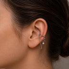 14g/16g/18g 6mm-12mm Dainty Celestial Star or Moon Helix Chain Piercing, Conch Hoop Charm Earring