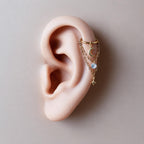 14g/16g/18g 6mm-12mm Dainty Celestial Star or Moon Helix Chain Piercing, Conch Hoop Charm Earring