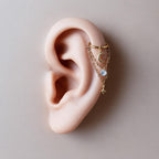 14g/16g/18g 6mm-12mm Dainty Celestial Star or Moon Helix Chain Piercing, Conch Hoop Charm Earring