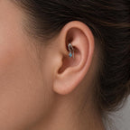 16g 18g 6mm 8mm Dainty Double Hoop smoky CZ Dangle Charm, Titanium Rook Piercing Hoop, cartilage piercing, helix hoop charm