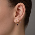16g 18g 6mm 8mm Dainty Double Hoop smoky CZ Dangle Charm, Titanium Rook Piercing Hoop, cartilage piercing, helix hoop charm