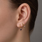 16g 18g 6mm 8mm Dainty Double Hoop smoky CZ Dangle Charm, Titanium Rook Piercing Hoop, cartilage piercing, helix hoop charm