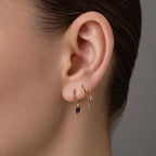 16g 18g 6mm 8mm Dainty Double Hoop Crystal CZ Dangle Charm, Titanium Rook Piercing Hoop, hoop huggies, cartilage piercing, helix hoop charm