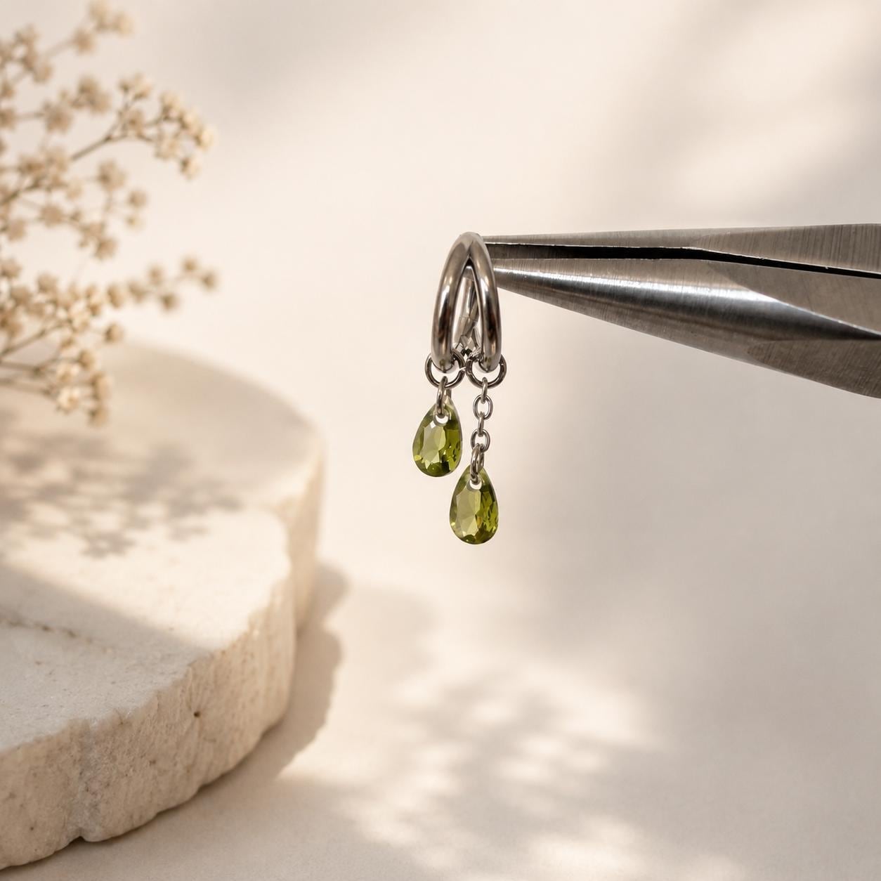 16g 18g 6mm 8mm Dainty Double Hoop Crystal CZ Dangle Charm, Titanium Rook Piercing Hoop, hoop huggies, cartilage piercing, helix hoop charm