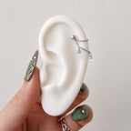 Waterproof Double Chain Marquise CZ Helix Piercing, cartilage piercing, earring chains, helix hoops