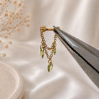 Waterproof Double Chain Marquise CZ Helix Piercing, cartilage piercing, earring chains, helix hoops