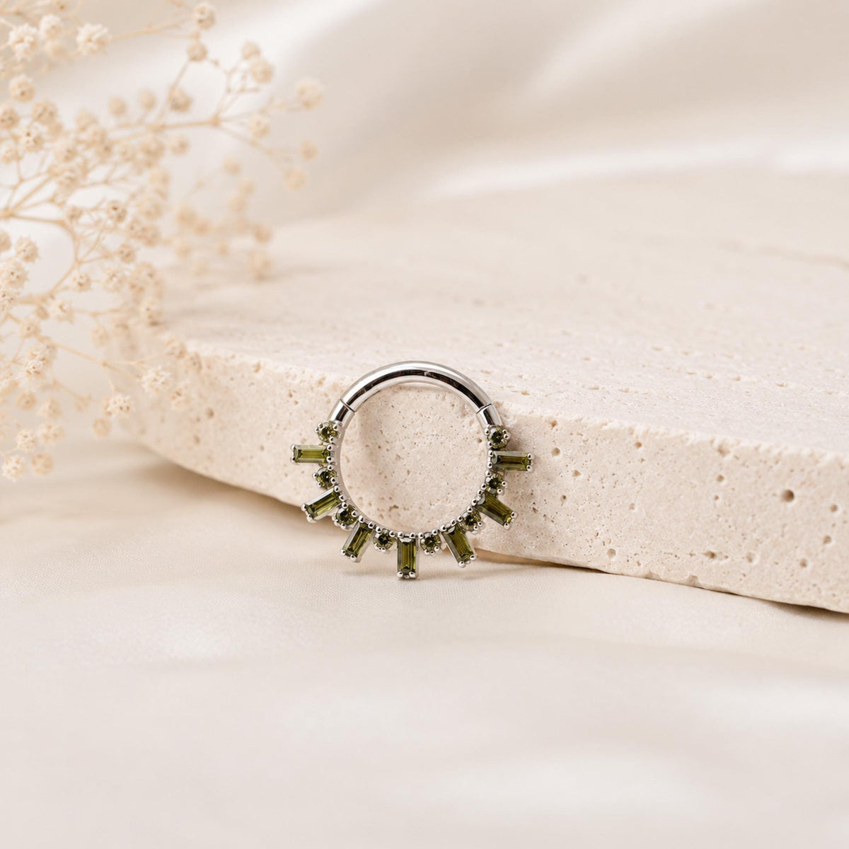 16G Dainty Cluster Rhinestone Accents Titanium daith hoop, septum piercing, nose ring, daith piercing, nose ring