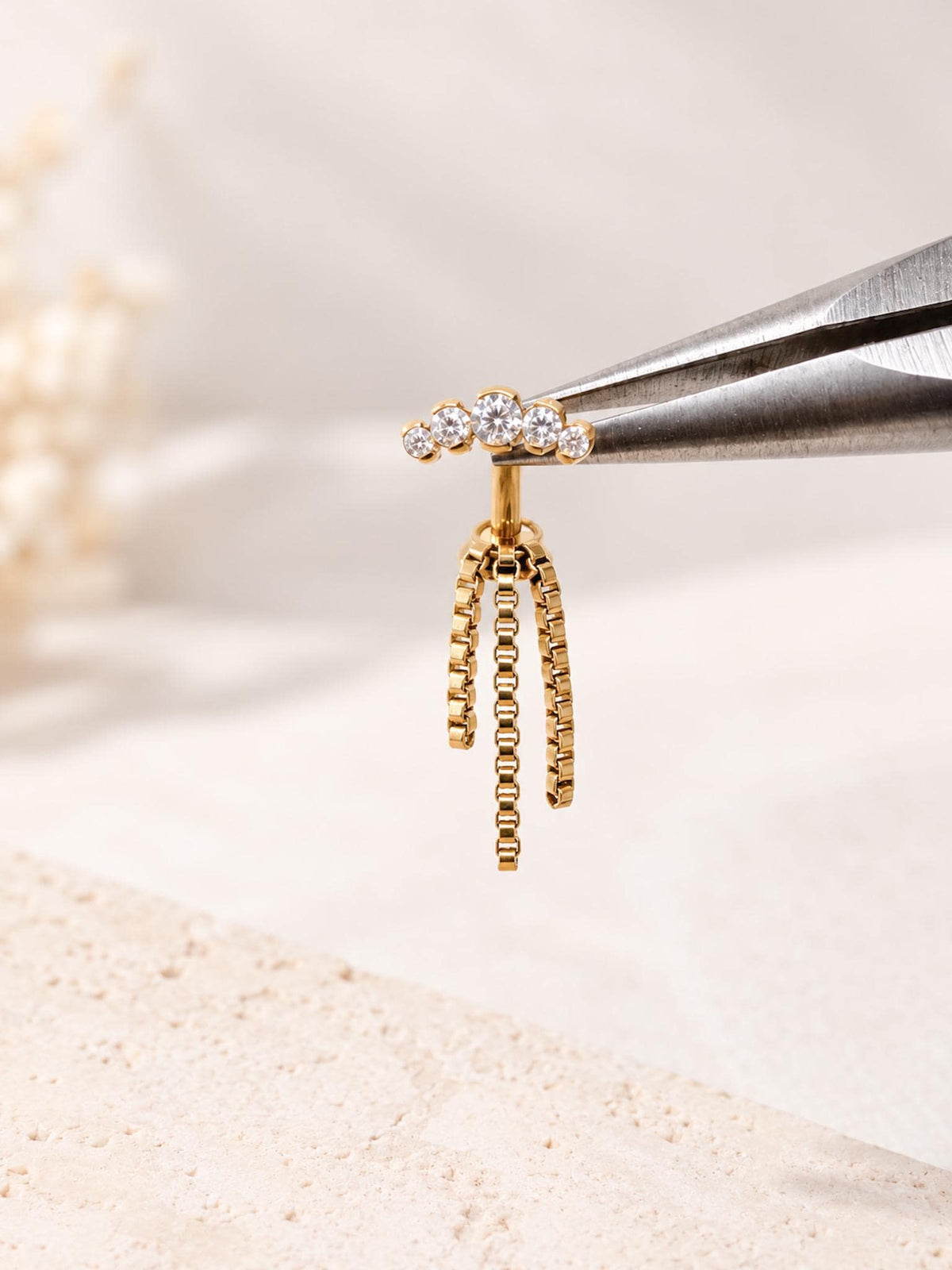 14g Waterproof Titanium Floating Navel Piercing, Dainty Diamond cz belly ring, Threadless push pin, floating belly piercing, 8mm or 10mm