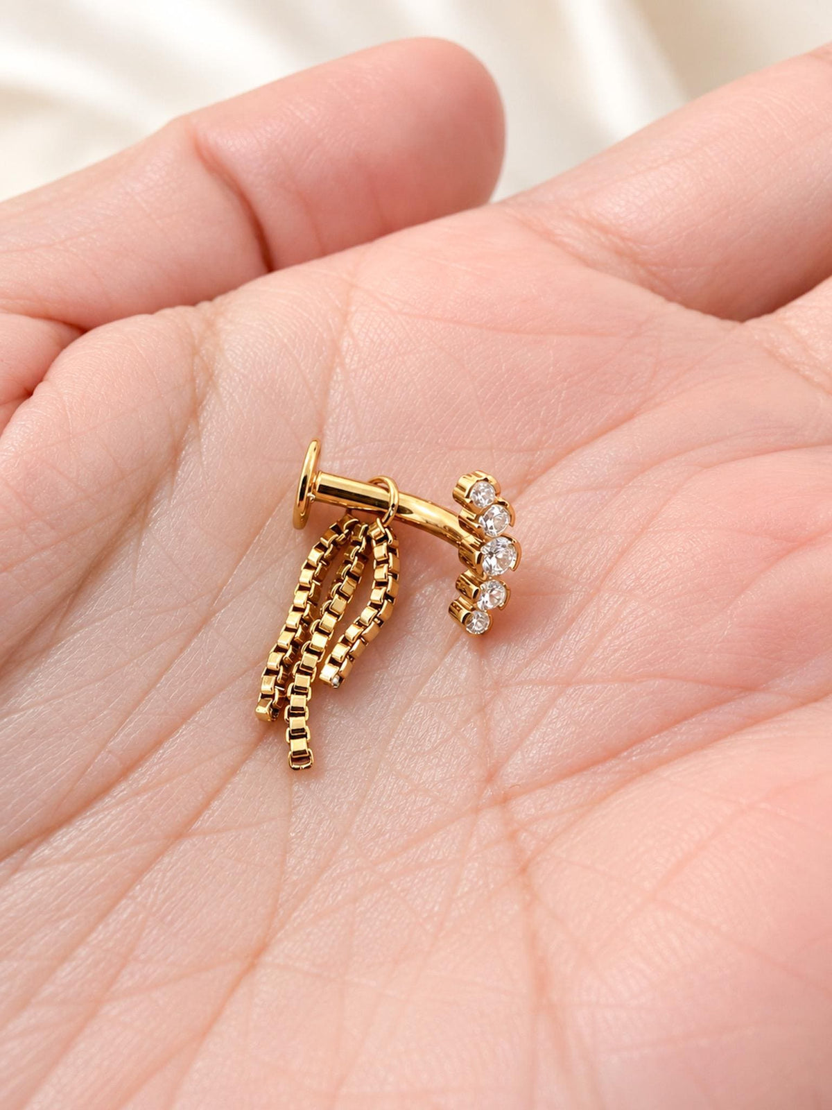 14g Waterproof Titanium Floating Navel Piercing, Dainty Diamond cz belly ring, Threadless push pin, floating belly piercing, 8mm or 10mm
