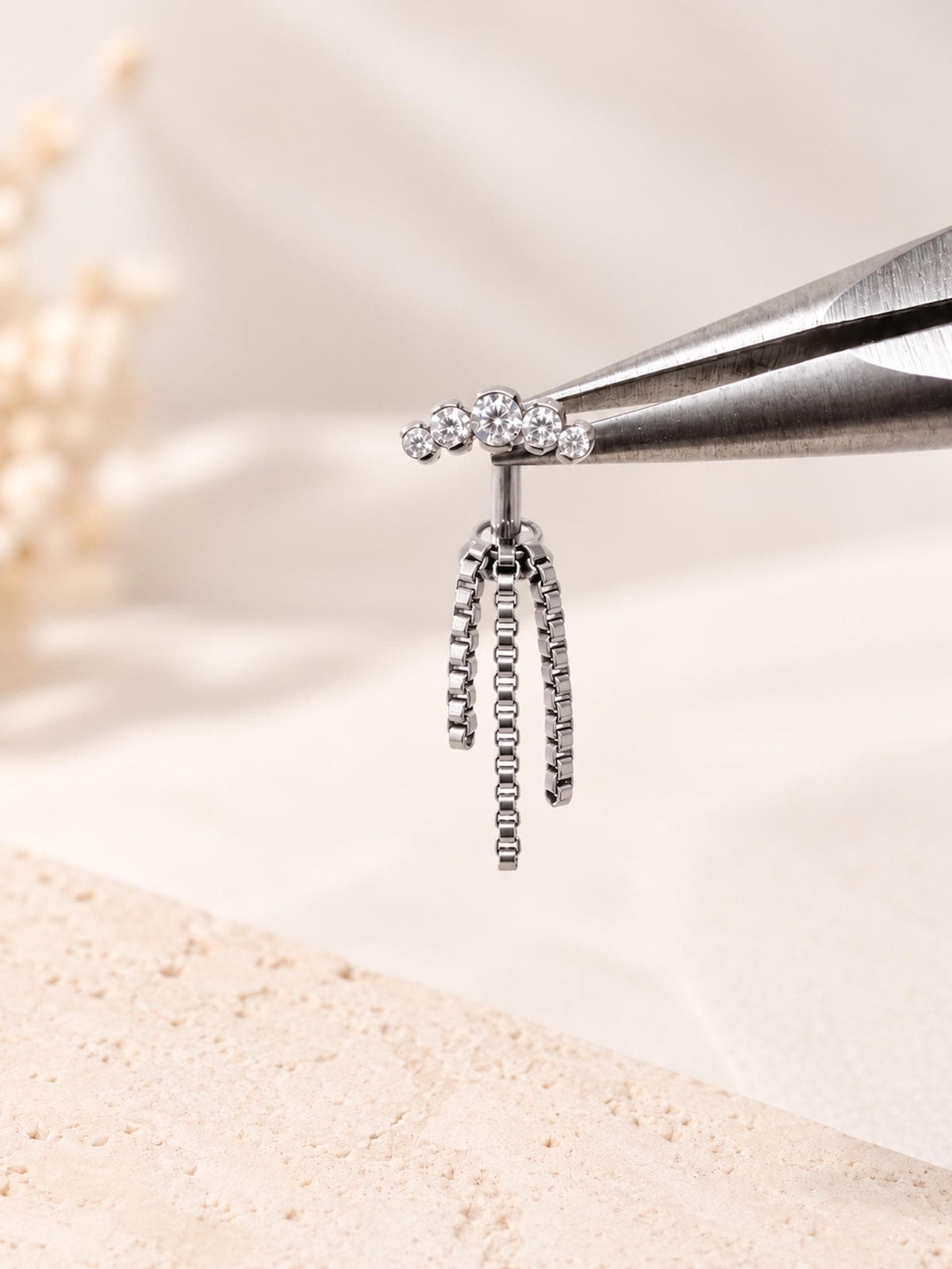 14g Waterproof Titanium Floating Navel Piercing, Dainty Diamond cz belly ring, Threadless push pin, floating belly piercing, 8mm or 10mm